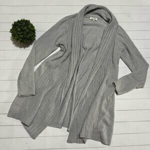 Kinross Cashmere Light Gray Cashmere Long Cardigan Sweater Women’s Size Medium